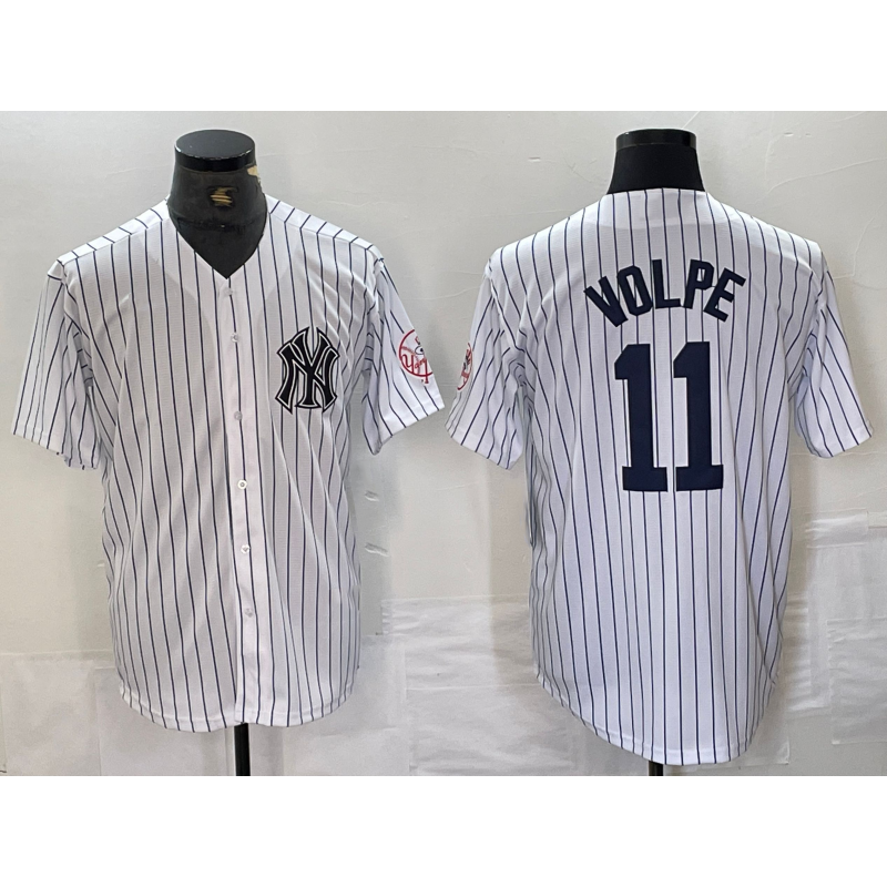 New York Yankees #11 Anthony Volpe Name White HOLBERT With Patch 2024 Cool Base Stitched Jersey