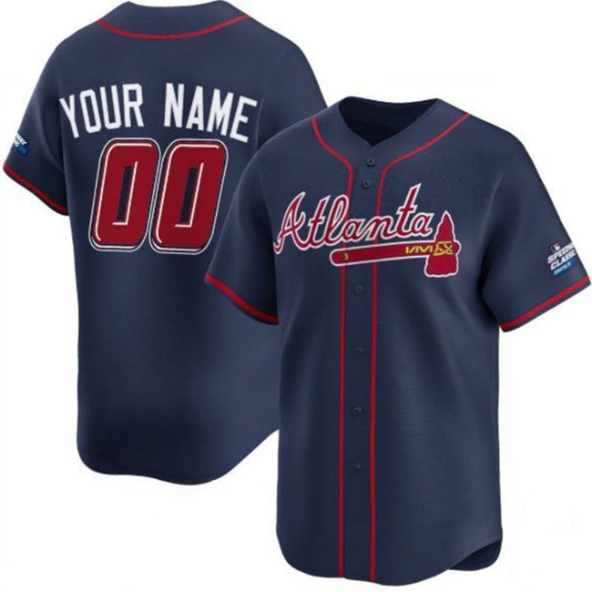 Custom Atlanta Braves Active Player Navy HOLBERT 2025 Speedway Classic Alternate Limited Stitched Jersey