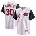 Cincinnati Reds #30 Ken Griffey Player White Black HOLBERT Stripe Field of Dreams Game Home Stitched Jerseys