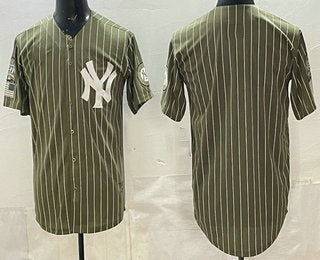 New York Yankees Blank Olive HOLBERT Pinstripe 2026 Armed Forces Day Salute To Service Jersey