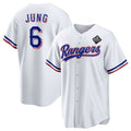 Texas Rangers #6 Josh Jung 2023 White HOLBERT World Series Stitched Jersey