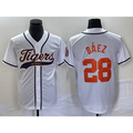 Detroit Tigers #28 Javier B¨¢ez HOLBERT White Cool Base Stitched Jersey