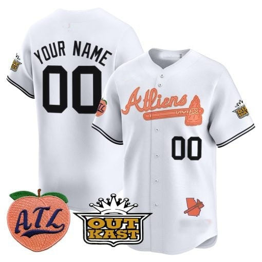 Custom Atlanta Braves Atliens & Peach Vapor Premier Limited Jersey ¨CWhite HOLBERT
