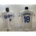 Los Angeles Dodgers #18 Yoshinobu Yamamoto White HOLBERT 2024 World Series With Fernando Memorial Patch Home Limited Stitched Jersey 2