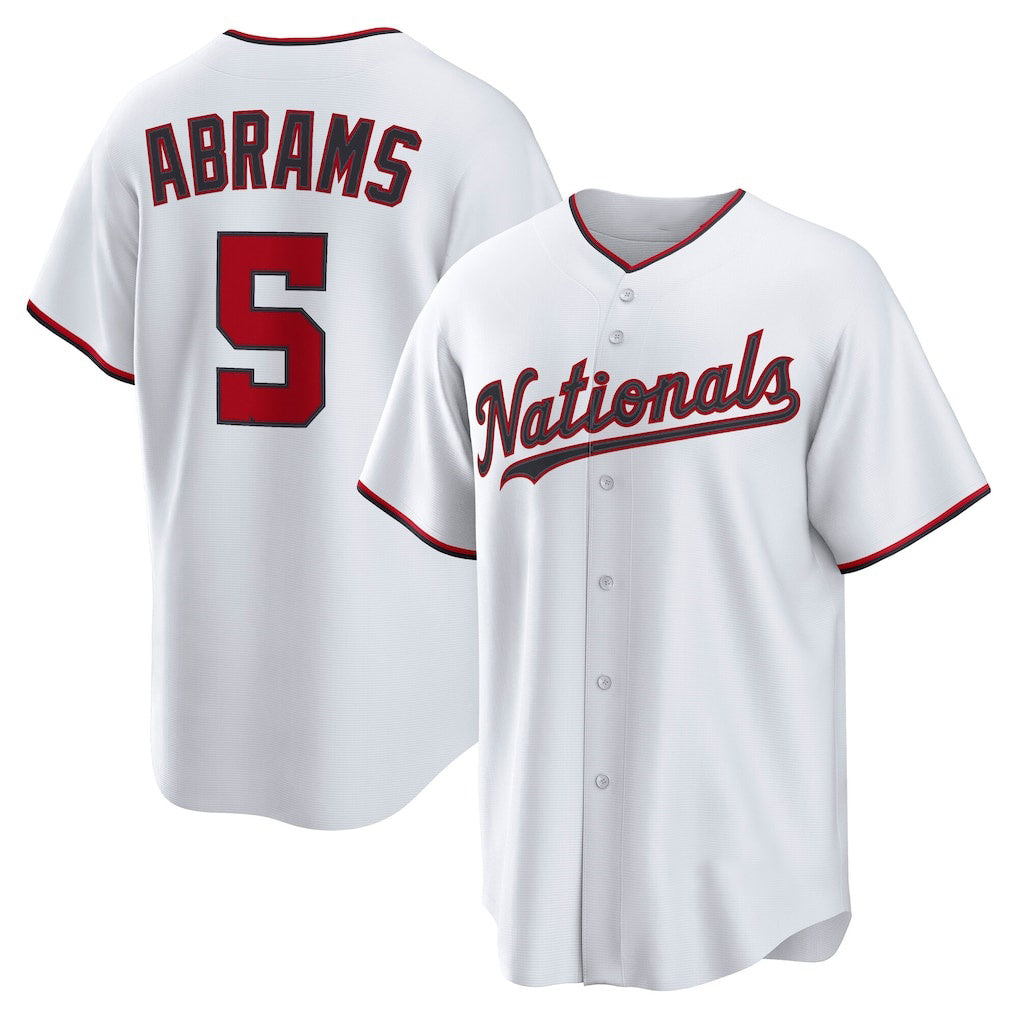 Washington Nationals #5 CJ Abrams White HOLBERT Home Replica Jersey