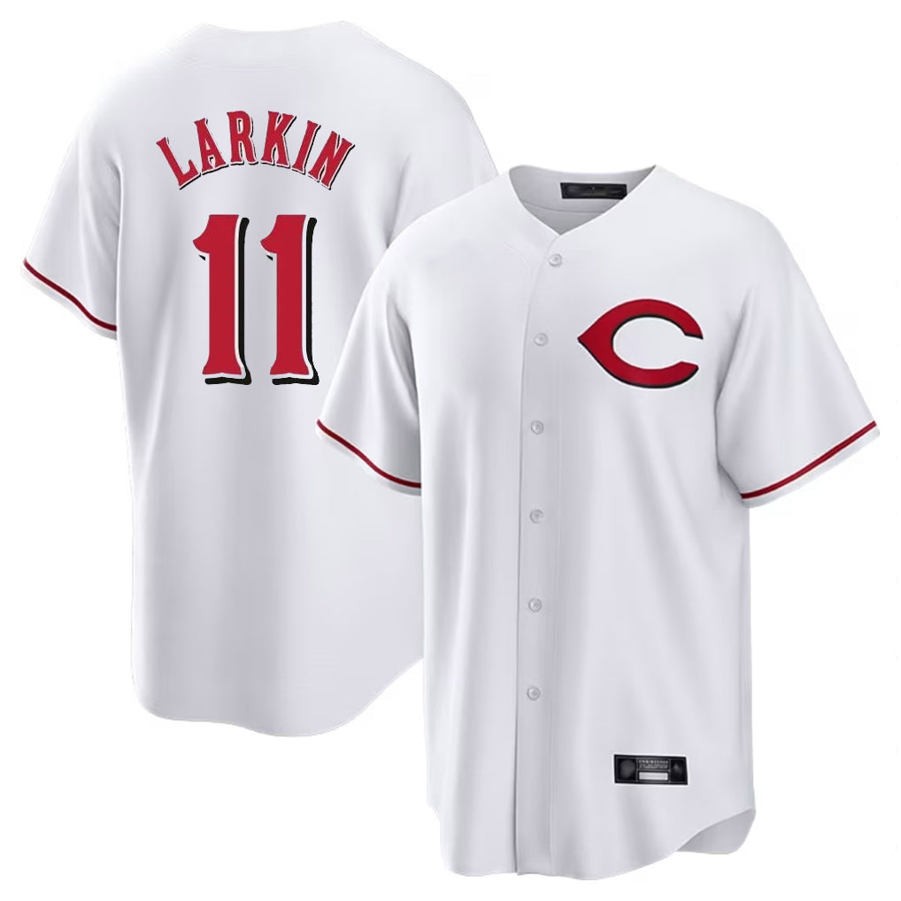 Cincinnati Reds #11 Barry Larkin Player White HOLBERT Home Game Stitched Jerseys