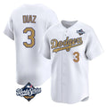 Los Angeles Dodgers #3 Edwin D¨ªaz Player Gold HOLBERT World Series Collection Limited Home Stitched Jerseys