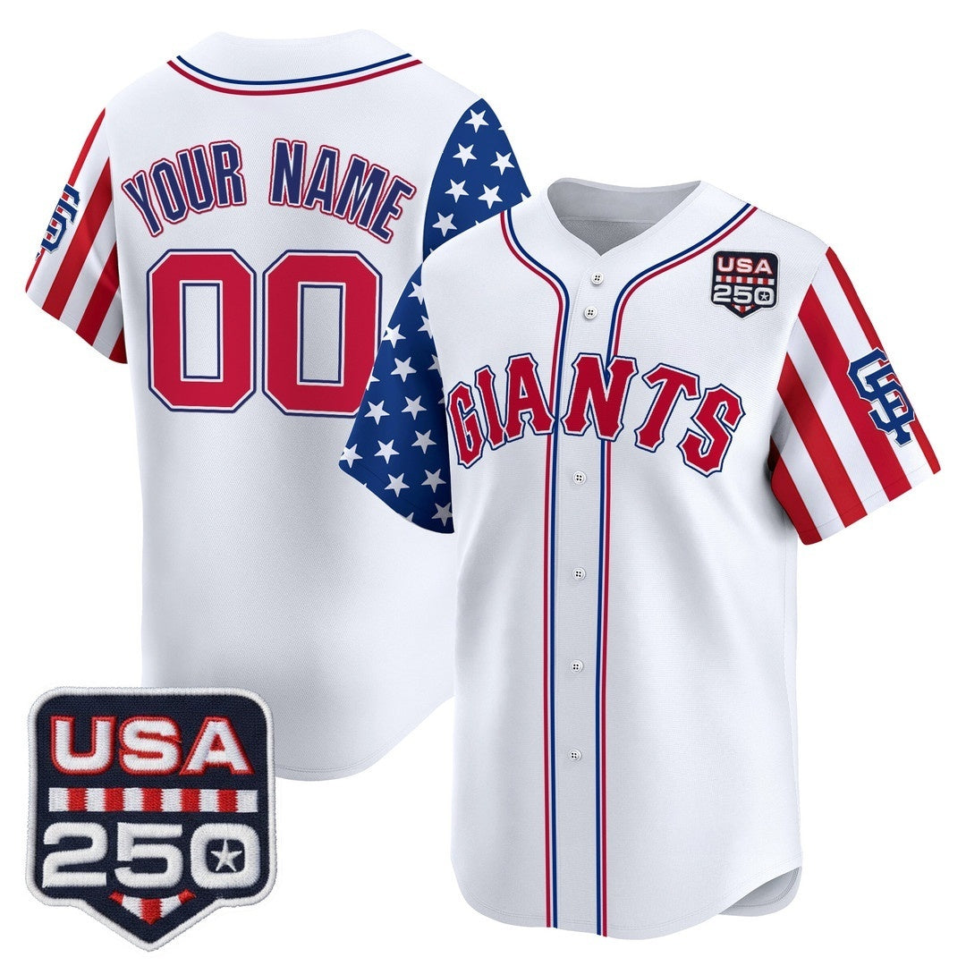 Custom San Francisco Giants America 250 Edition Vapor Premier Limited White HOLBERT Stitched Jerseys