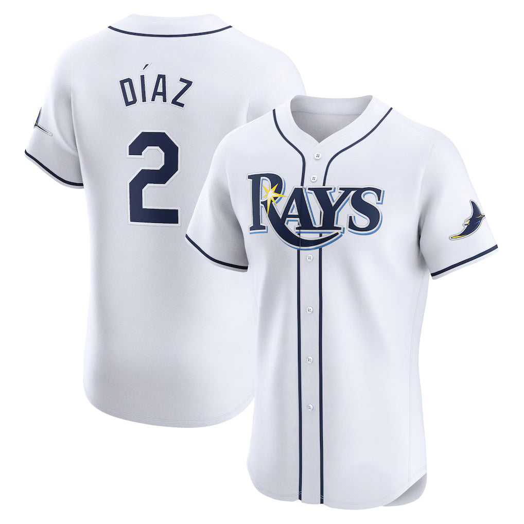 Tampa Bay Rays #2 Yandy Diaz White HOLBERT Home Elite Player Jersey