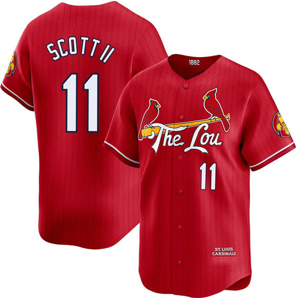 St. Louis Cardinals #11 Victor Scott II Red HOLBERT City Connect Limited Stitched Jersey