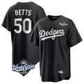Los Angeles Dodgers #50 Mookie Betts Player Black HOLBERT World Series Carbon Limited Game Stitched Jerseys