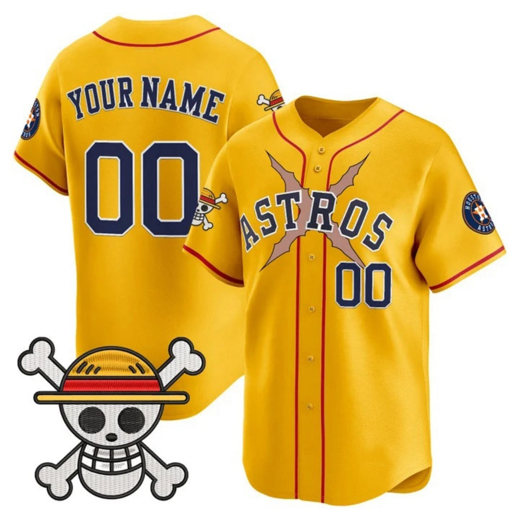 Custom Houston Astros x One Piece Gold HOLBERT Vapor Premier Limited Jersey - Stitched
