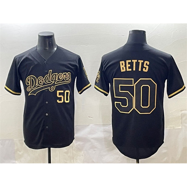Los Angeles Dodgers #50 Mookie Betts Black Gold HOLBERT Limited Stitched Jersey