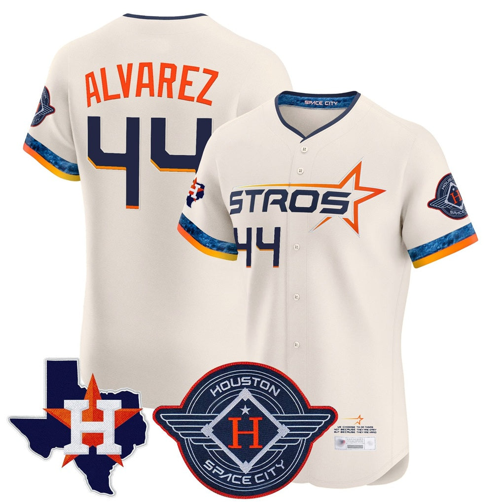 Houston Astros #44 Yordan Alvarez Player Cream HOLBERT City Connect Texas Patch Vapor Premier Limited Elite Home Stitched Jerseys