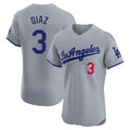 Los Angeles Dodgers #3 Edwin D¨ªaz Player Gray HOLBERT Limited Elite Home Stitched Jerseys