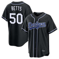 Los Angeles Dodgers #50 Mookie Betts Player Black HOLBERT Carbon Limited Home Stitched Jerseys