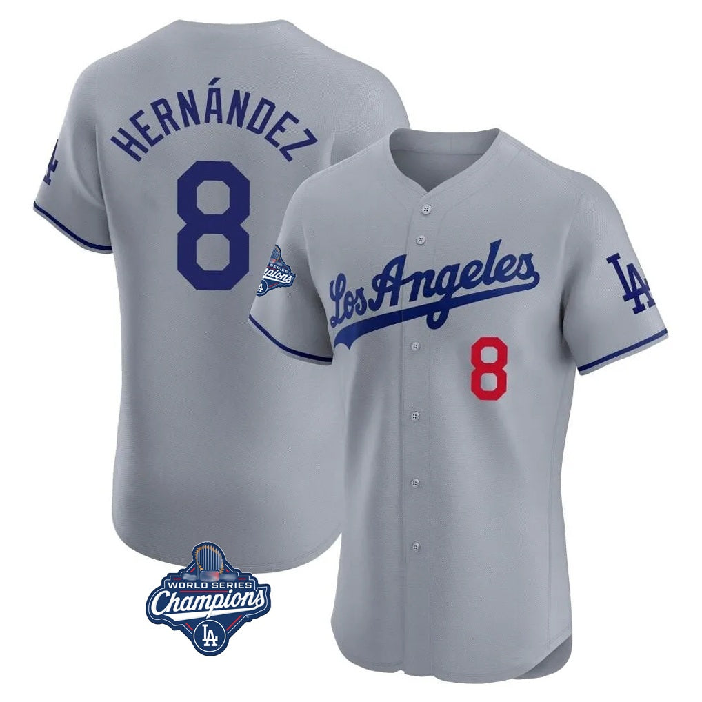 Los Angeles Dodgers #8 Enrique Hern¨¢ndez Player Gray HOLBERT World Series Meet Limited Elite Home Stitched Jerseys