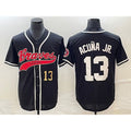 Atlanta Braves #13 Ronald Acuna Jr Number Black HOLBERT Cool Base Stitched Jersey