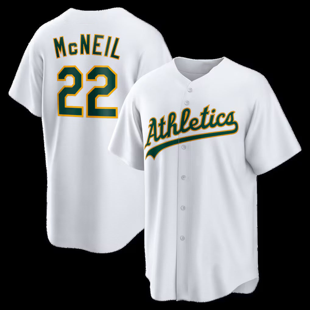 Oakland Athletics #22 Jeff McNeil White HOLBERT Home Replica Jersey