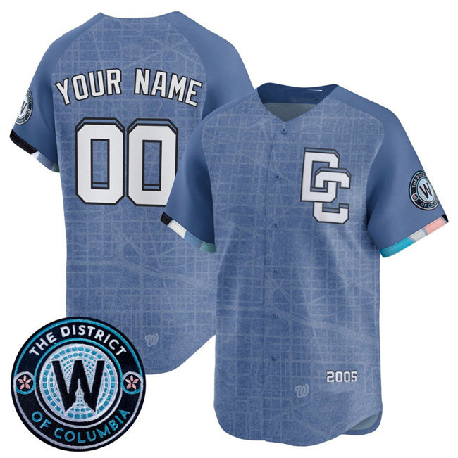 Custom Washington Nationals ACTIVE PLAYER Blue HOLBERT 2025 City Connect Limited Stitched Jersey