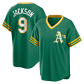 Oakland Athletics #9 Reggie Jackson Kelly Green HOLBERT Road Cooperstown Collection Player Jersey