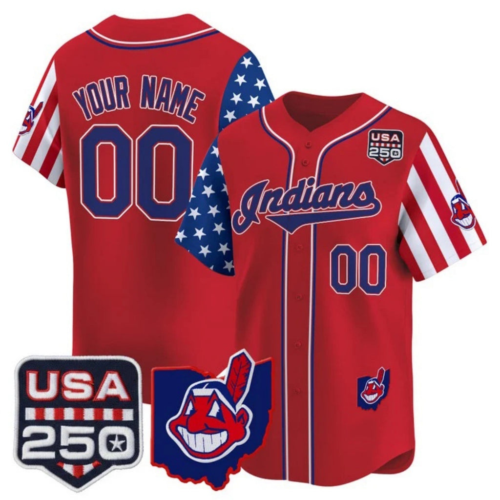 Custom Cleveland Indians Red HOLBERT America 250 Edition Vapor Premier Limited Jersey - All Stitched