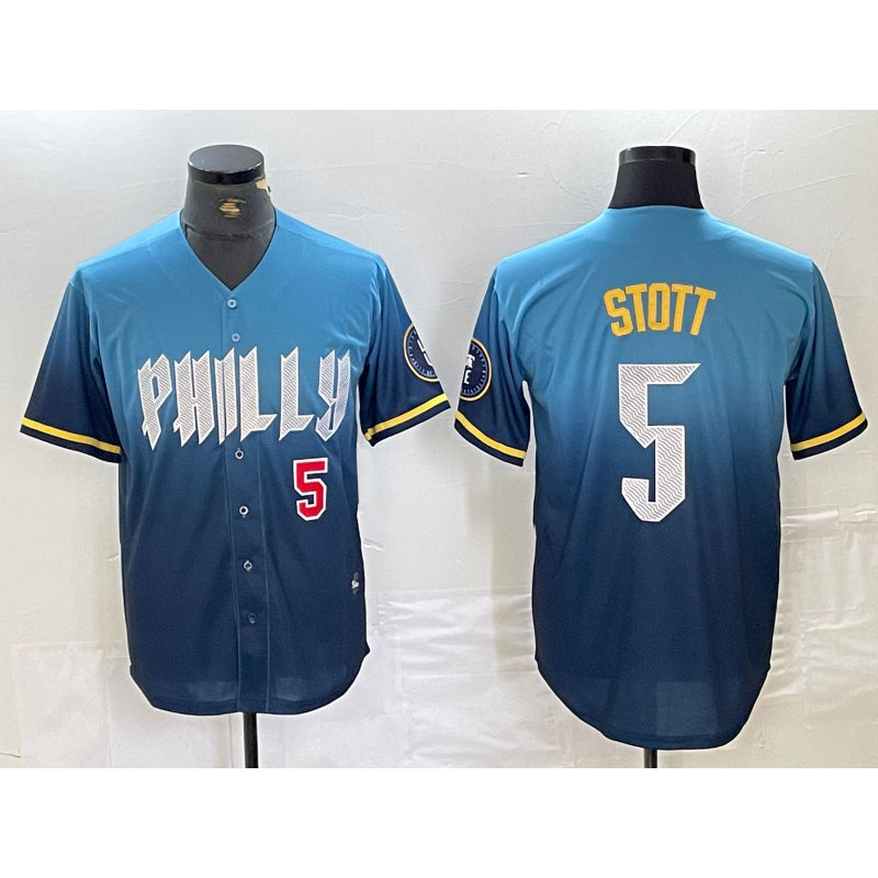 Philadelphia Phillies #5 Bryson Stott Blue HOLBERT 2024 City Player Number Cool Base Stitched Jerseys
