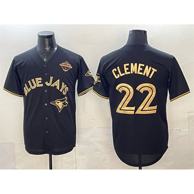 Toronto Blue Jays #22 Ernie Clement Black Gold HOLBERT 2025 American League Champions Limited Stitched Jersey
