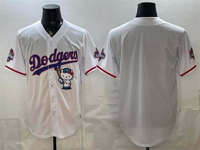 Los Angeles Dodgers Blank White HOLBERT Hello Kitty Night 2025 World Series Champions Patch Stitched Jersey