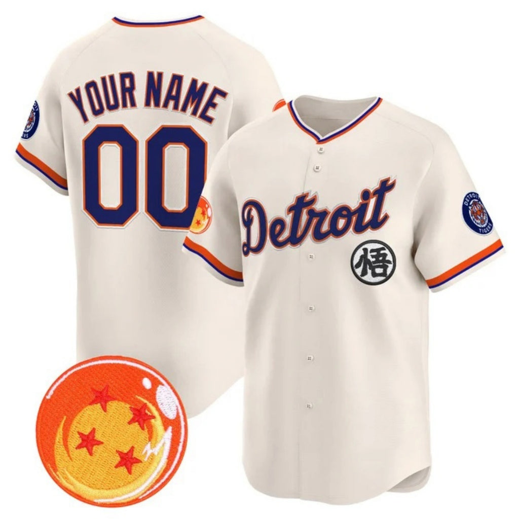 Custom Detroit Tigers x Dragon Ball Cream HOLBERT Vapor Premier Limited Jersey - All Stitched