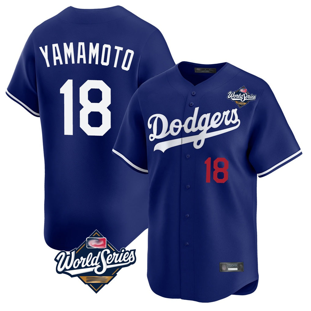 Los Angeles Dodgers #18 Yoshinobu Yamamoto Player Royal HOLBERT World Series Limited Home Stitched Jerseys