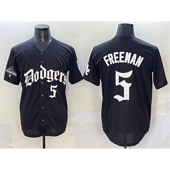 Los Angeles Dodgers #5 Freddie Freeman Black HOLBERT 2025 LA Gothic Style With 2024 World Series Champions Patch Vapor Premier Limited Stitched Jersey