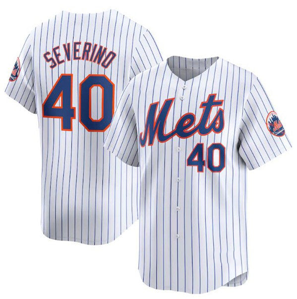 New York Mets #40 Luis Severino White HOLBERT 2024 Home Limited Stitched Jersey