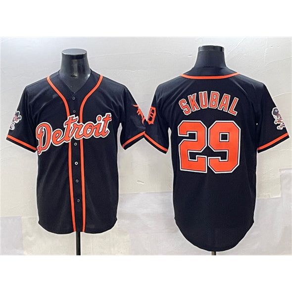Detroit Tigers #29 Tarik Skubal Black HOLBERT With Patch Cool Base Stitched Jersey