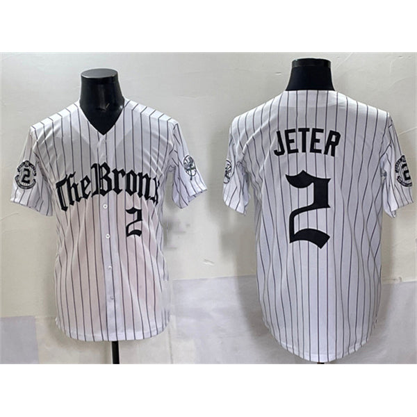 New York Yankees #2 Derek Jeter White HOLBERT Pinstripe 'Gothic Legacy Edition' Vapor Premier Limited Stitched Jersey