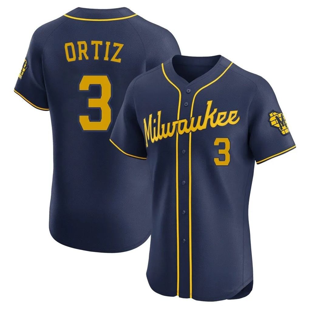 Milwaukee Brewers #3 Joey Ortiz Player Navy HOLBERT Home Limited Elite Stitched Jerseys