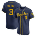 Milwaukee Brewers #3 Joey Ortiz Player Navy HOLBERT Home Limited Elite Stitched Jerseys