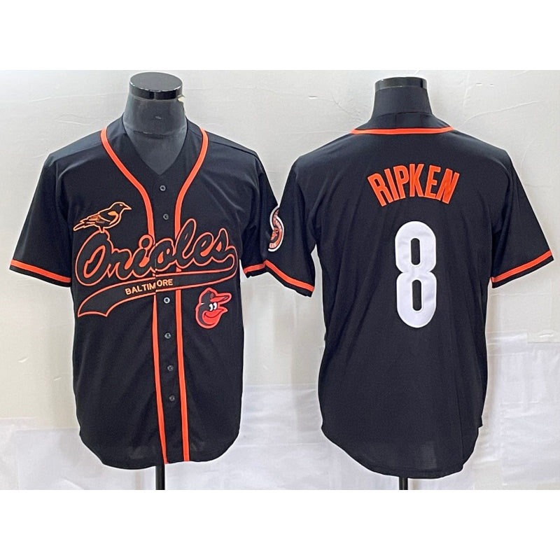 Baltimore Orioles #8 Cal Ripken Jr Black HOLBERT With Patch Cool Base Stitched Jersey