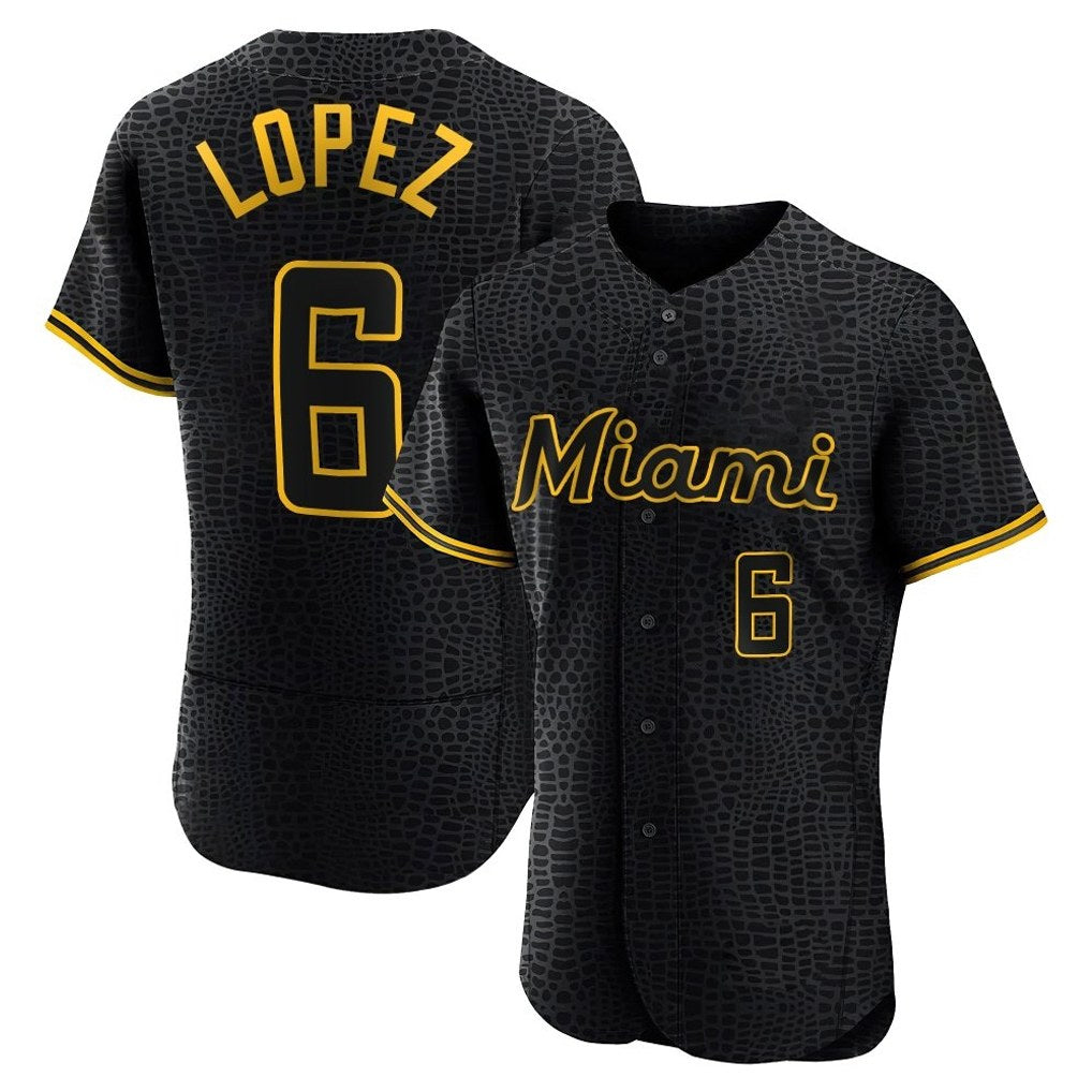 Miami Marlins #6 Otto Lopez Player Black HOLBERT Snake Skin City Home Limited Elite Stitched Jerseys