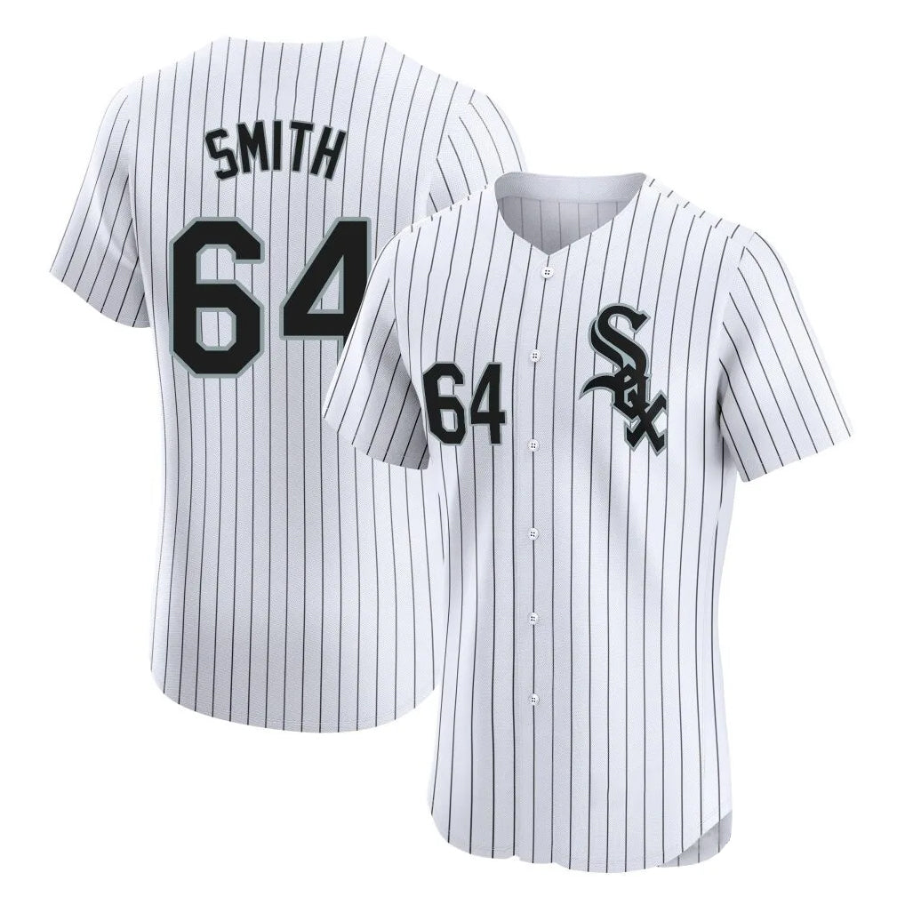 Chicago White Sox #64 Shane Smith Player White HOLBERT Stripe Limited Elite Home Stitched Jerseys