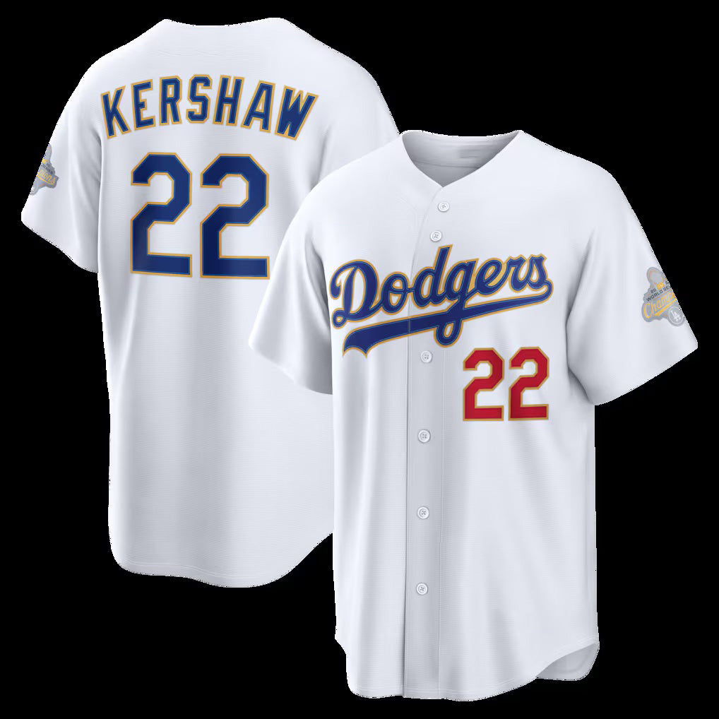 Los Angeles Dodgers #22 Clayton Kershaw White HOLBERT 2026 Gold Collection Stadium Jersey