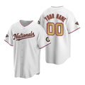 Custom Washington Nationals White Gold HOLBERT 2019 World Series Champions Stitched Cool Base Jersey
