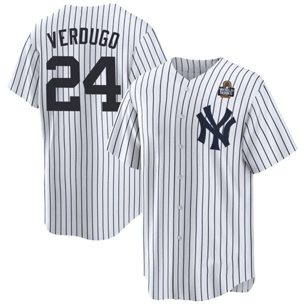 New York Yankees #24 Alex Verdugo White HOLBERT 2024 World Series Cool Base Stitched Jersey