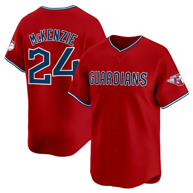 Cleveland Guardians #24 Triston McKenzie Red HOLBERT Alternate Limited Stitched Jersey