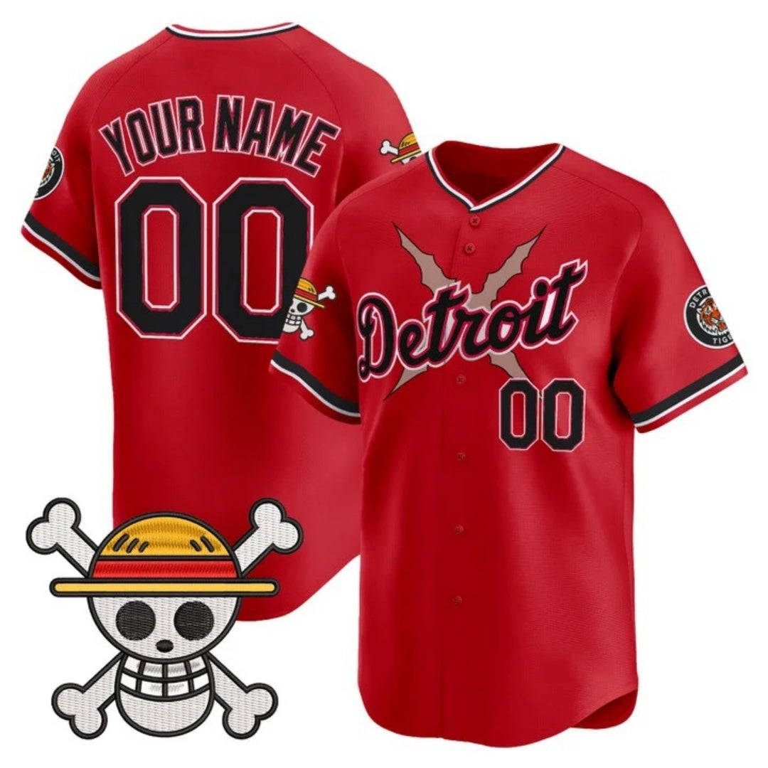 Custom Detroit Tigers x One Piece Red HOLBERT Vapor Premier Limited Jersey - Stitched