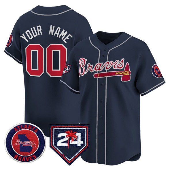 Custom Atlanta Braves Navy HOLBERT 2024 Spring Training Patch Limited Stitched Jersey