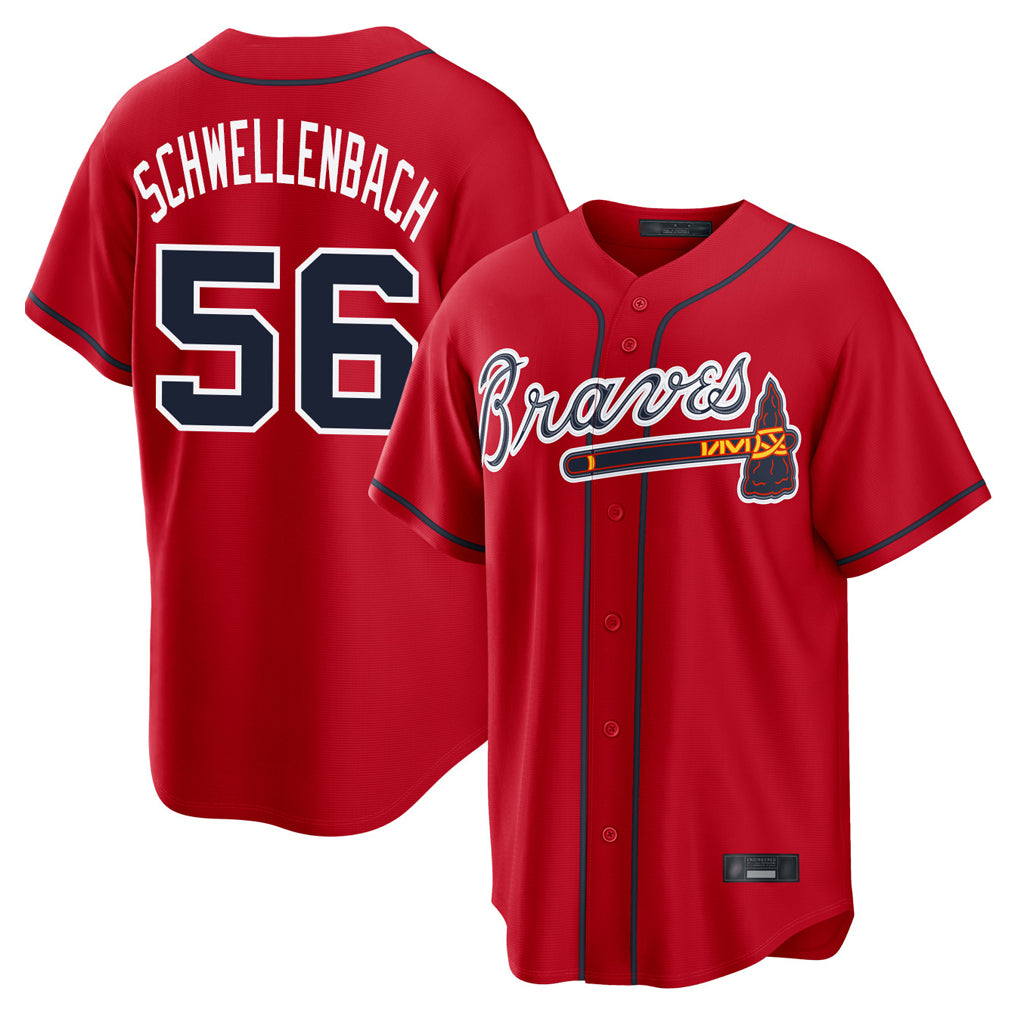Atlanta Braves #56 Spencer Schwellenbach Player Red HOLBERT Home Game Stitched Jerseys