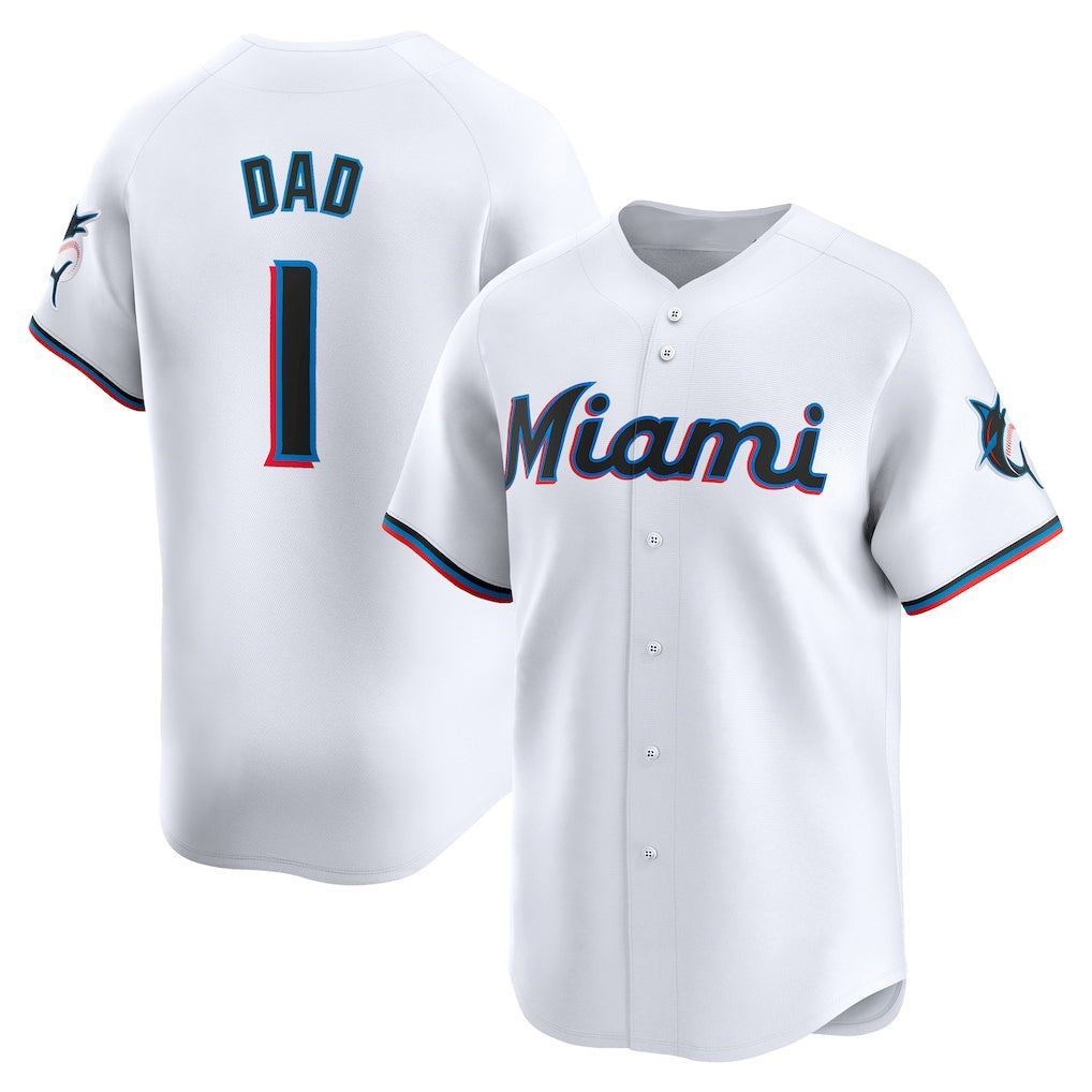 Miami Marlins #1 Dad White HOLBERT Home Limited Jersey