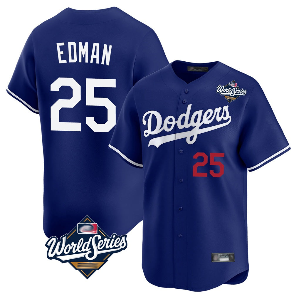 Los Angeles Dodgers #25 Tommy Edman Player Royal HOLBERT World Series Limited Home Stitched Jerseys