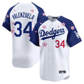 Los Angeles Dodgers #34 Fernando Valenzuela Player White-Royal HOLBERT Tokyo Series Vapor Premier Limited Stitched Jerseys